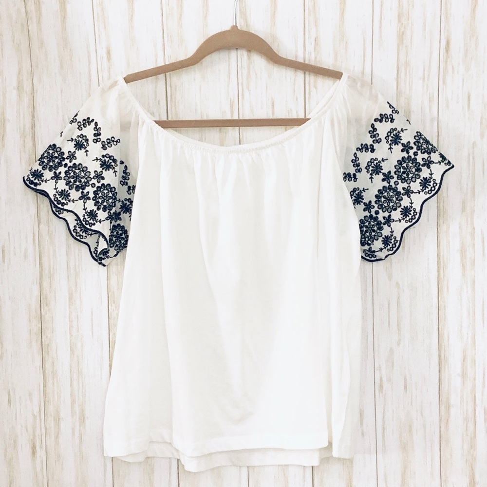 NWT H&M Off the Shoulder Eyelet Top SzM
